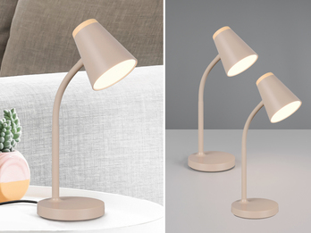 2er SET LED Schreibtischlampen Beige flexibel biegsam, Höhe 36cm