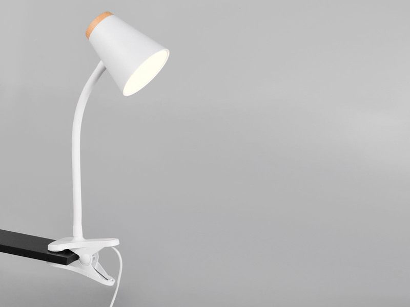 LED Klemmlampe PONGO Weiß flexibel biegsam, Höhe 33cm