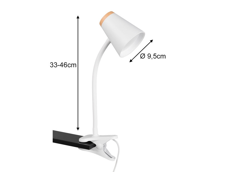 LED Klemmlampe PONGO Weiß flexibel biegsam, Höhe 33cm