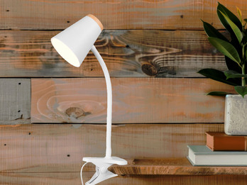 LED Klemmlampe PONGO Weiß flexibel biegsam, Höhe 33cm