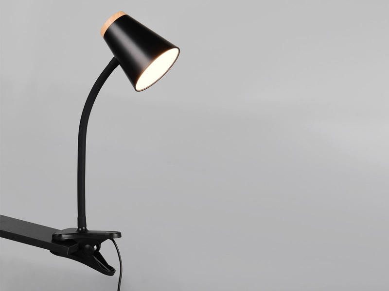LED Klemmlampe PONGO Schwarz flexibel biegsam, Höhe 33cm
