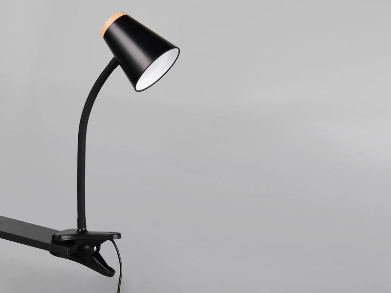 LED Klemmlampe PONGO Schwarz flexibel biegsam, Höhe 33cm