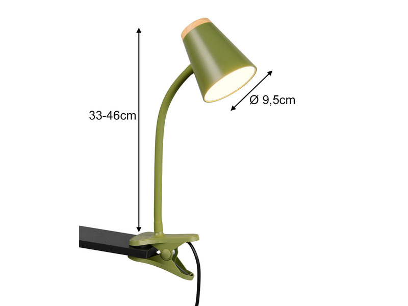 LED Klemmlampe PONGO Grün flexibel biegsam, Höhe 33cm
