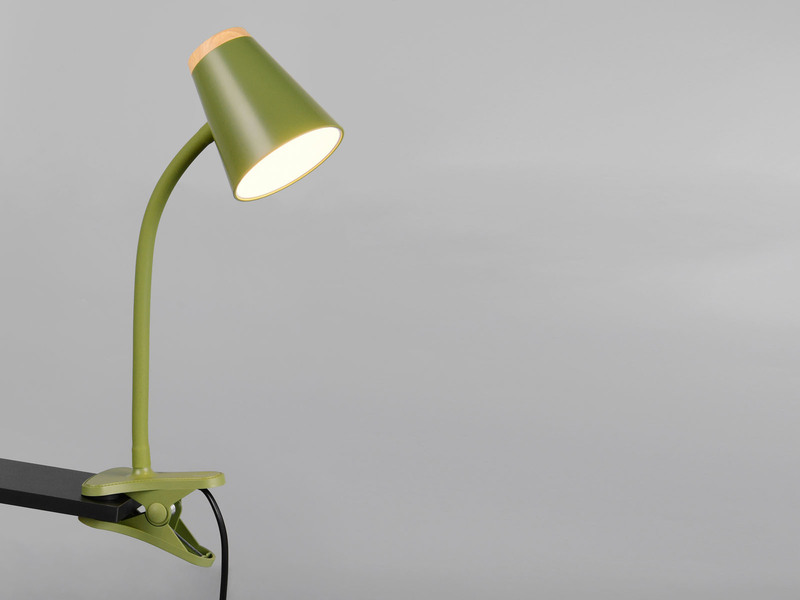 LED Klemmlampe PONGO Grün flexibel biegsam, Höhe 33cm