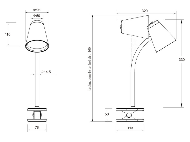 LED Klemmlampe PONGO Grün flexibel biegsam, Höhe 33cm