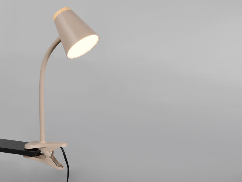 LED Klemmlampe PONGO Beige flexibel biegsam, Höhe 33cm