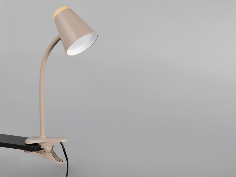 LED Klemmlampe PONGO Beige flexibel biegsam, Höhe 33cm