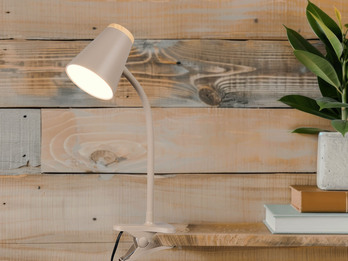 LED Klemmlampe PONGO Beige flexibel biegsam, Höhe 33cm