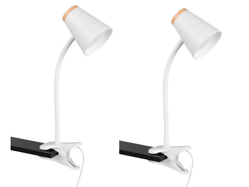 2er SET LED Klemmleuchten Weiß flexibel biegsam, Höhe 33cm
