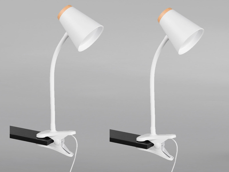 2er SET LED Klemmleuchten Weiß flexibel biegsam, Höhe 33cm