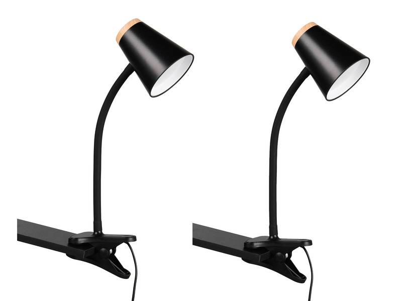 2er SET LED Klemmleuchten Schwarz flexibel biegsam, Höhe 33cm
