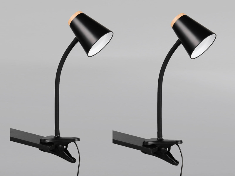 2er SET LED Klemmleuchten Schwarz flexibel biegsam, Höhe 33cm