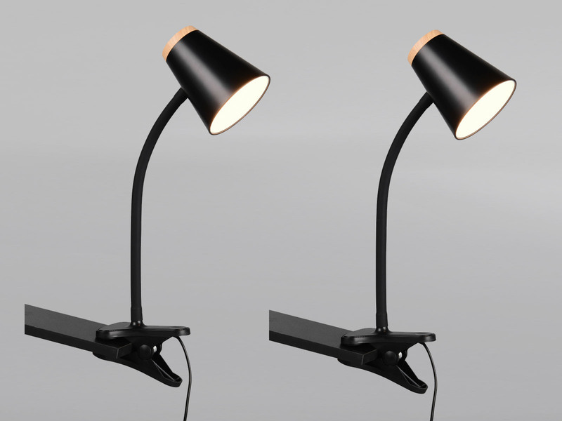 2er SET LED Klemmleuchten Schwarz flexibel biegsam, Höhe 33cm