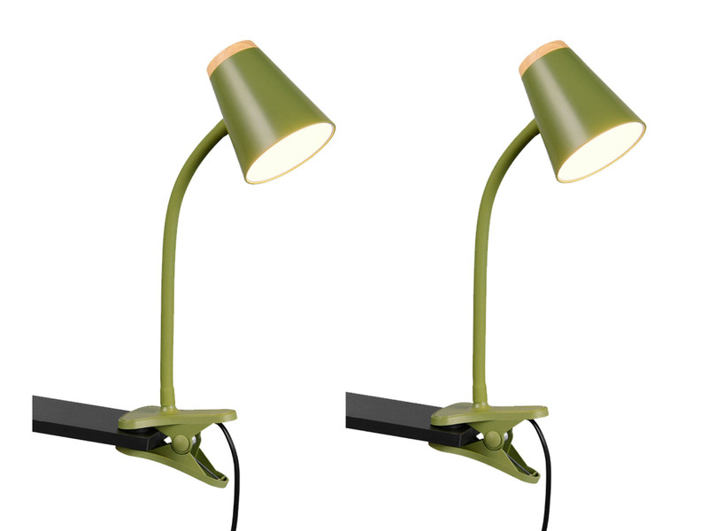 2er SET LED Klemmleuchten Grün flexibel biegsam, Höhe 33cm