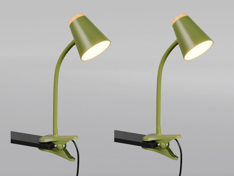 2er SET LED Klemmleuchten Grün flexibel biegsam, Höhe 33cm