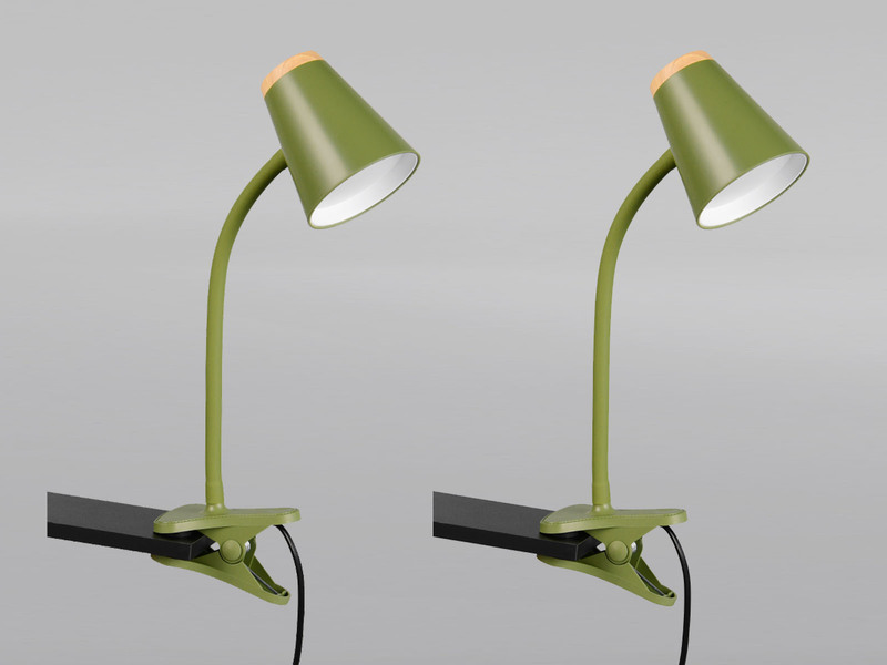 2er SET LED Klemmleuchten Grün flexibel biegsam, Höhe 33cm
