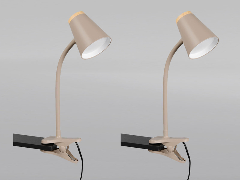 2er SET LED Klemmleuchten Beige flexibel biegsam, Höhe 33cm
