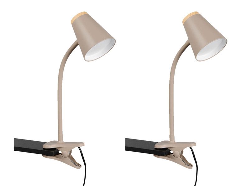 2er SET LED Klemmleuchten Beige flexibel biegsam, Höhe 33cm