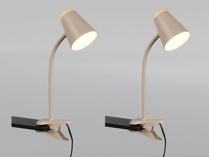 2er SET LED Klemmleuchten Beige flexibel biegsam, Höhe 33cm