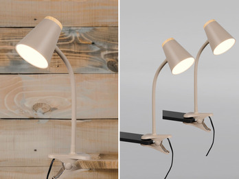 2er SET LED Klemmleuchten Beige flexibel biegsam, Höhe 33cm