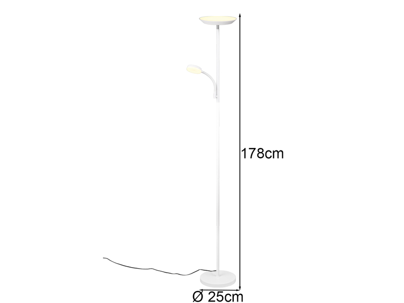 LED Deckenfluter SPECTER mit Leselampe, dimmbar & Lichtfarbe einstellbar, 178cm