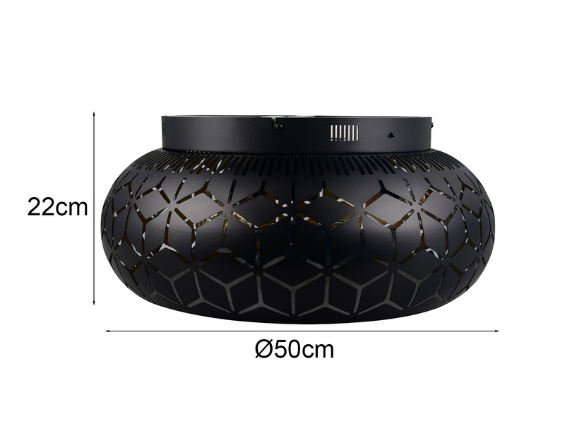 Deckenleuchte Schwarz Gold mit Ventilator & Fernbedienung inkl. E27 LED Ø 50cm