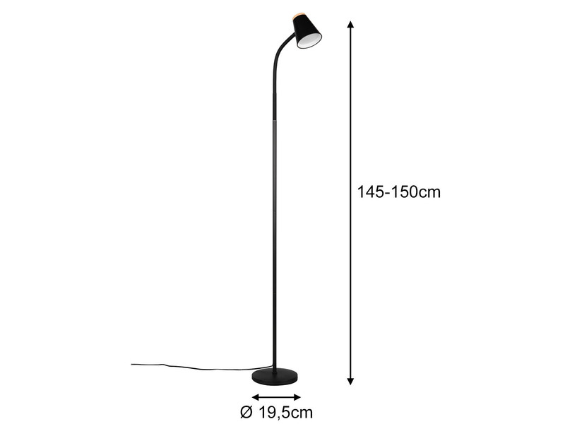 LED Stehlampe PONGO Schwarz flexibel biegsam, Höhe 145cm