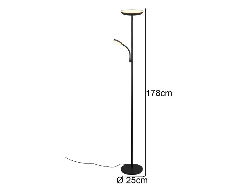 LED Deckenfluter SPECTER mit Leselampe, dimmbar & Lichtfarbe einstellbar, 178cm