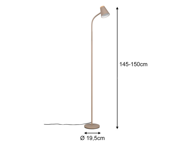 LED Stehlampe PONGO Beige flexibel biegsam, Höhe 145cm