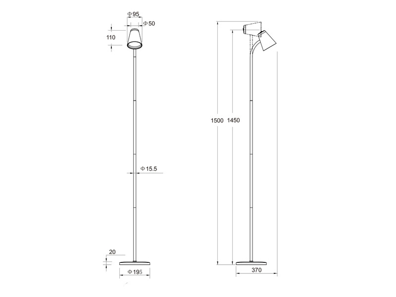 LED Stehlampe PONGO Beige flexibel biegsam, Höhe 145cm
