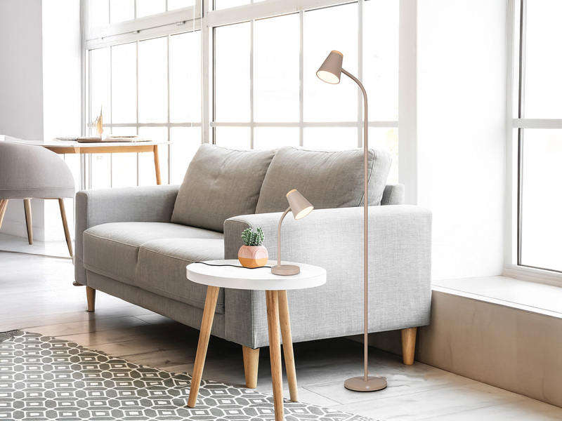 LED Stehlampe PONGO Beige flexibel biegsam, Höhe 145cm