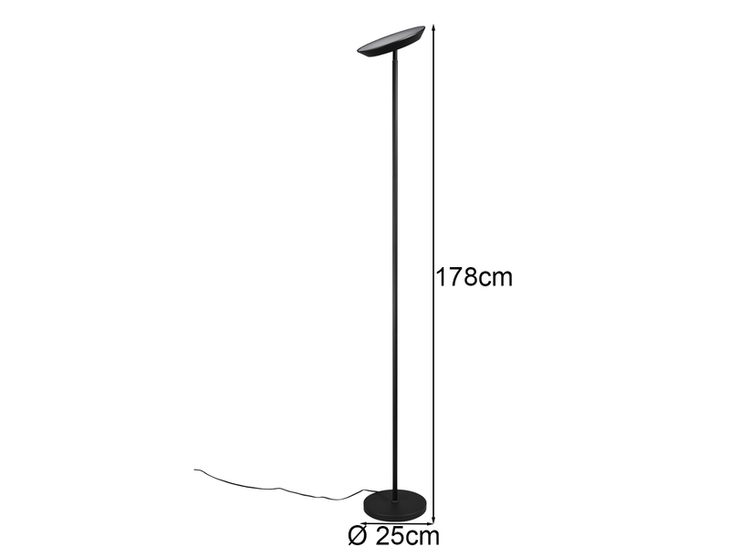 Deckenfluter SPECTER LED dimmbar & Lichtfarbe einstellbar, Schwarz, Höhe 178cm