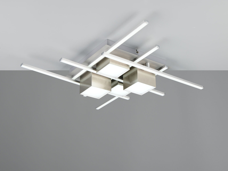 LED Deckenleuchte ROGER Silber mit Fernbedienung, 70cm groß