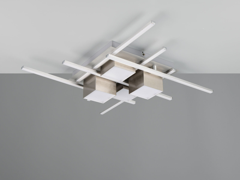 LED Deckenleuchte ROGER Silber mit Fernbedienung, 70cm groß