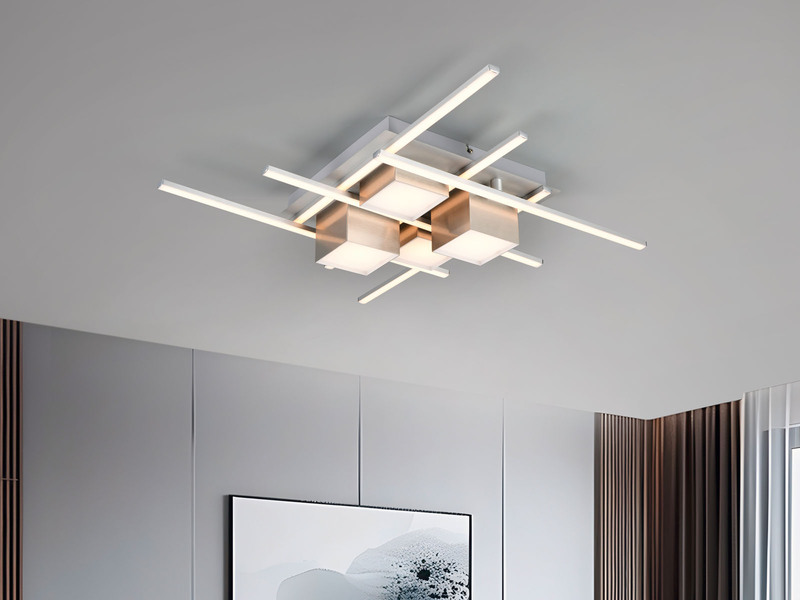 LED Deckenleuchte ROGER Silber mit Fernbedienung, 70cm groß