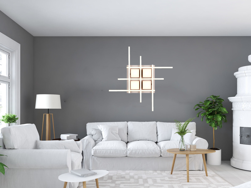 LED Deckenleuchte ROGER Silber mit Fernbedienung, 70cm groß