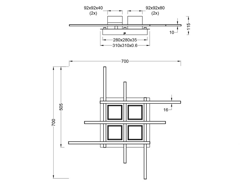 LED Deckenleuchte ROGER Silber mit Fernbedienung, 70cm groß
