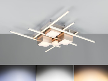 LED Deckenleuchte ROGER Silber mit Fernbedienung, 70cm groß