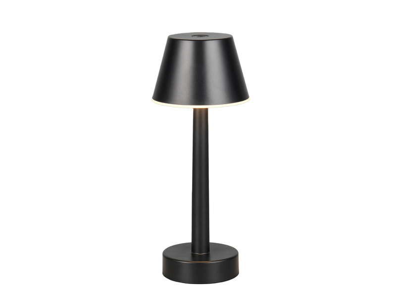 Akku Tischleuchte VIDAL kabellos, dimmbar für Innen & Außen Schwarz, Höhe 24,5cm