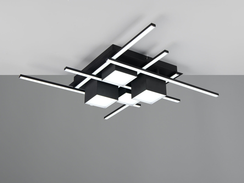 LED Deckenleuchte ROGER Schwarz mit Fernbedienung, 70cm groß