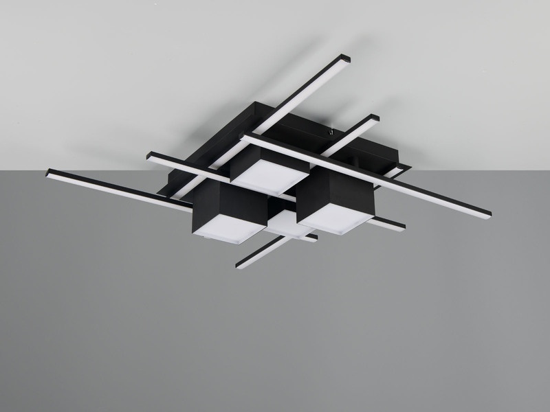 LED Deckenleuchte ROGER Schwarz mit Fernbedienung, 70cm groß