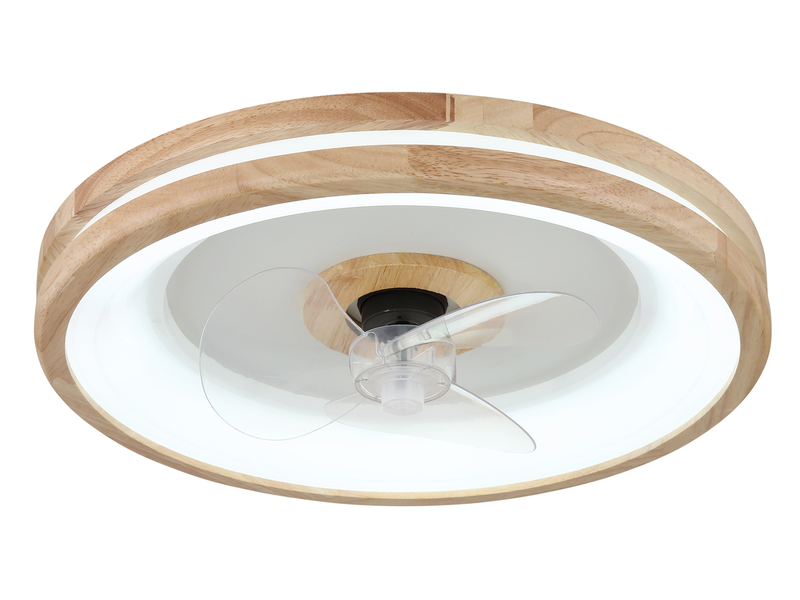 LED Deckenleuchte GATIAN mit Ventilator und Fernbedienung aus Holz, Ø 50cm