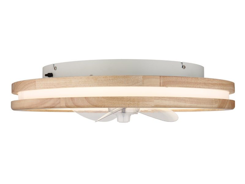 LED Deckenleuchte GATIAN mit Ventilator und Fernbedienung aus Holz, Ø 50cm