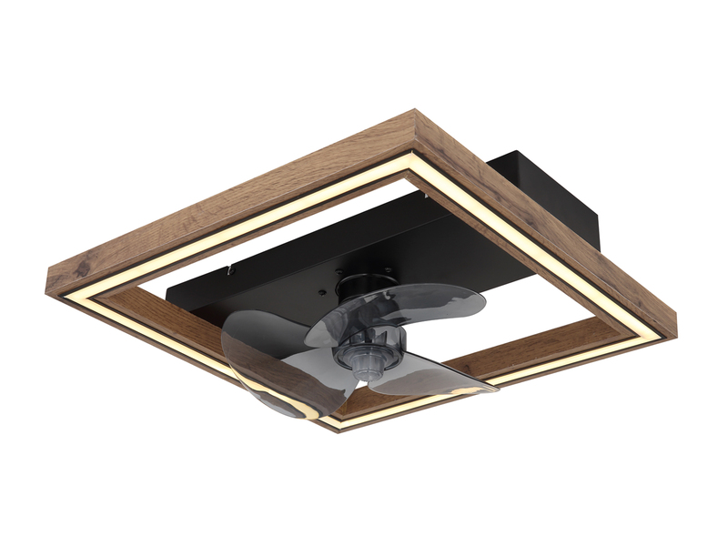 LED Deckenleuchte CELINATA mit Ventilator & Fernbedienung Holzoptik, 44 x 44cm