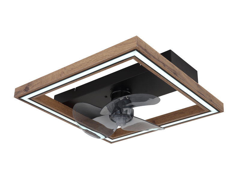LED Deckenleuchte CELINATA mit Ventilator & Fernbedienung Holzoptik, 44 x 44cm