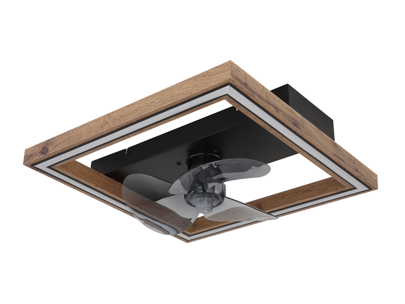 LED Deckenleuchte CELINATA mit Ventilator & Fernbedienung Holzoptik, 44 x 44cm