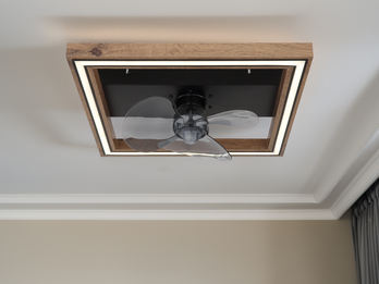 LED Deckenleuchte CELINATA mit Ventilator & Fernbedienung Holzoptik, 44 x 44cm