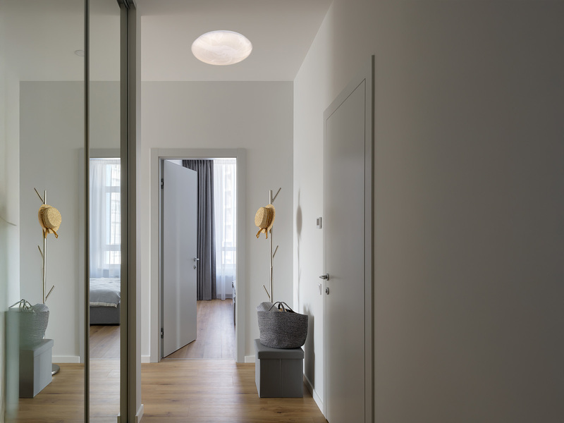 LED Deckenleuchte UMBRIA flach, Weiß marmoriert, rund Ø 38cm