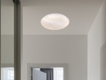 LED Deckenleuchte UMBRIA flach, Weiß marmoriert, rund Ø 38cm