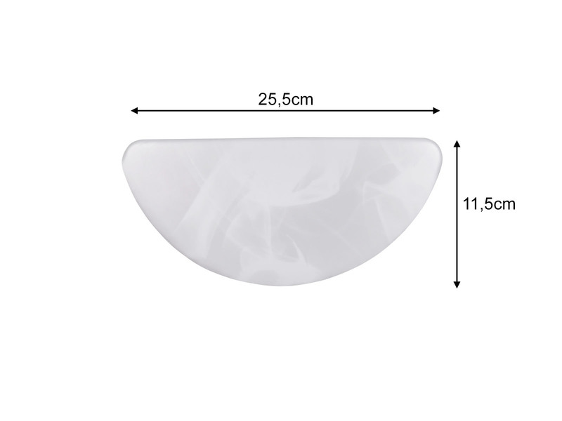 LED Wandleuchte UMBRIA extra flach, Weiß marmoriert, halbrund Breite 25,5cm